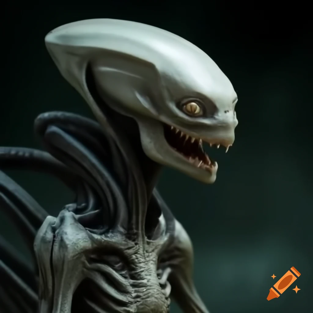Faceless white-skinned Xenomorph type alien