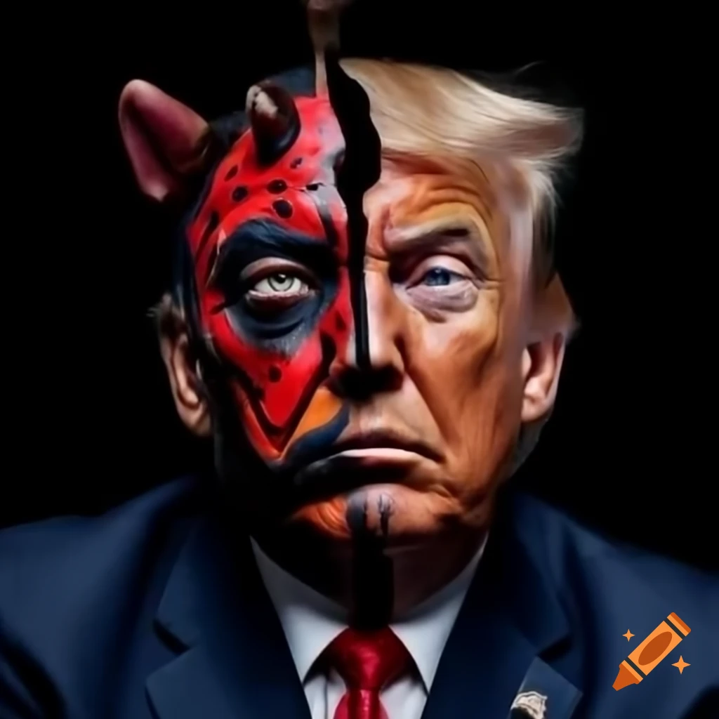 Humorous illustration of Trump playfully interacting with cats and dogs