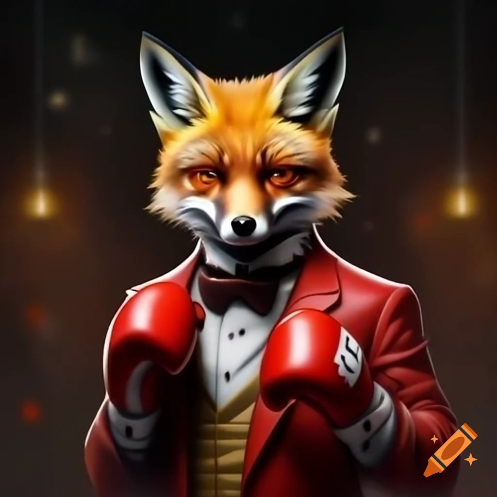 Dapper fox dressed for boxing