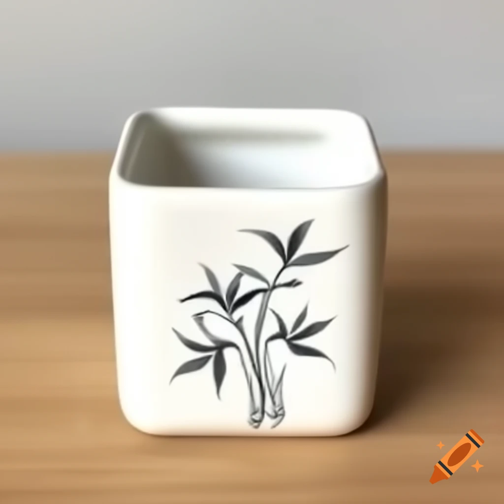 White ceramic flower pot with traditional Chinese patterns