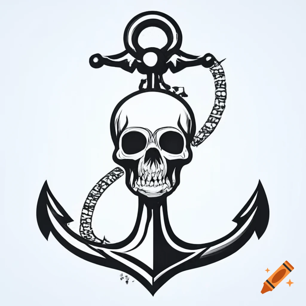 Skull and anchor design for T-shirt