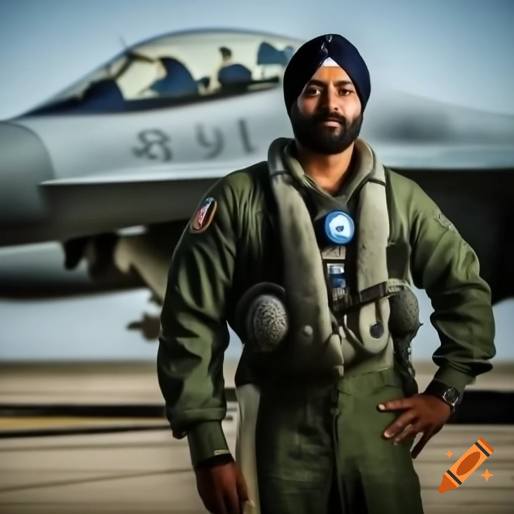 Sikh fighter pilot in flight suit next to Sukhoi 30 aircraft with wife