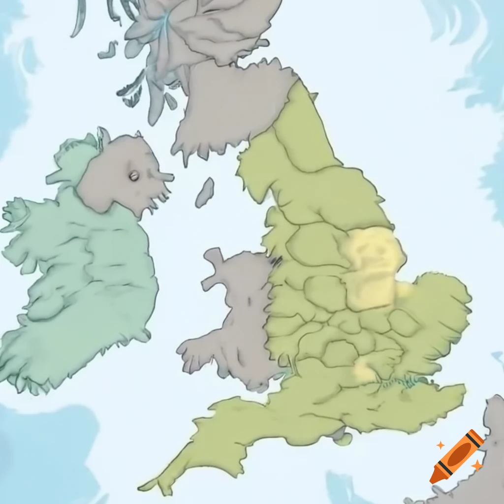 Map of the United Kingdom with borders