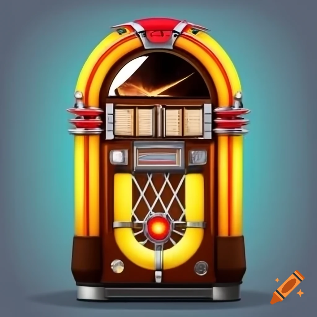 Colorful vintage jukebox in a retro setting