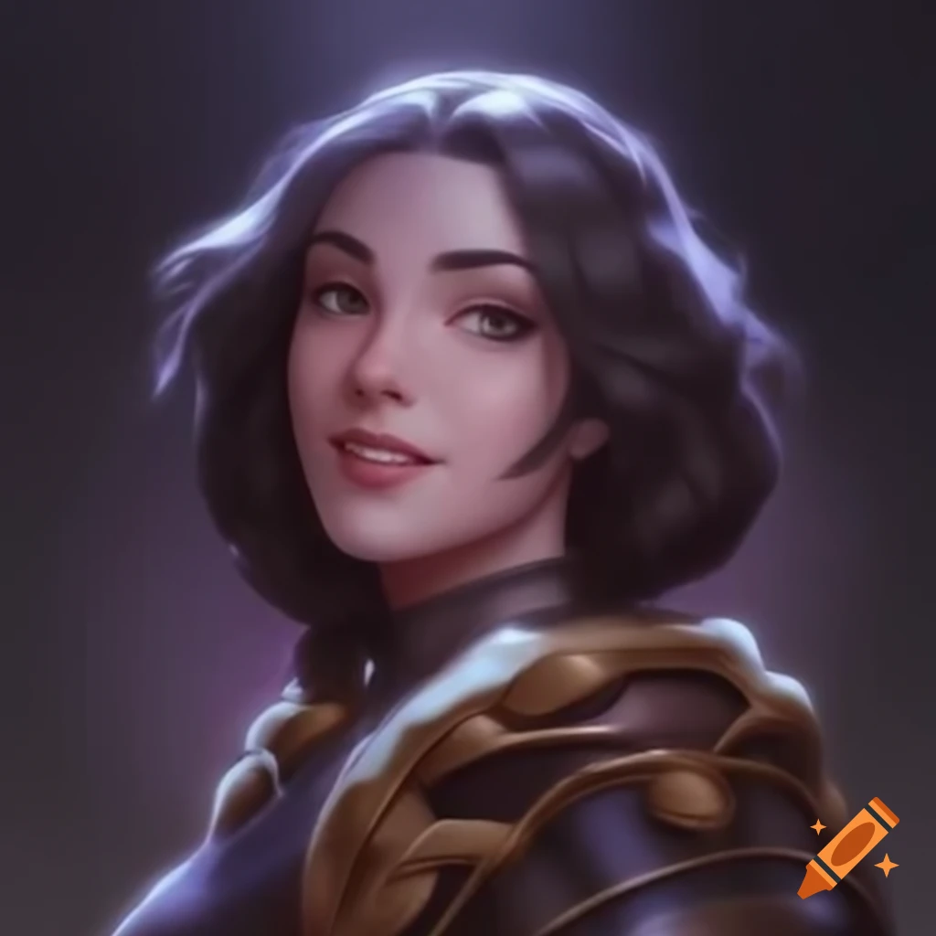 Headshot of angelic Greek woman character from Dungeons and Dragons with political influence