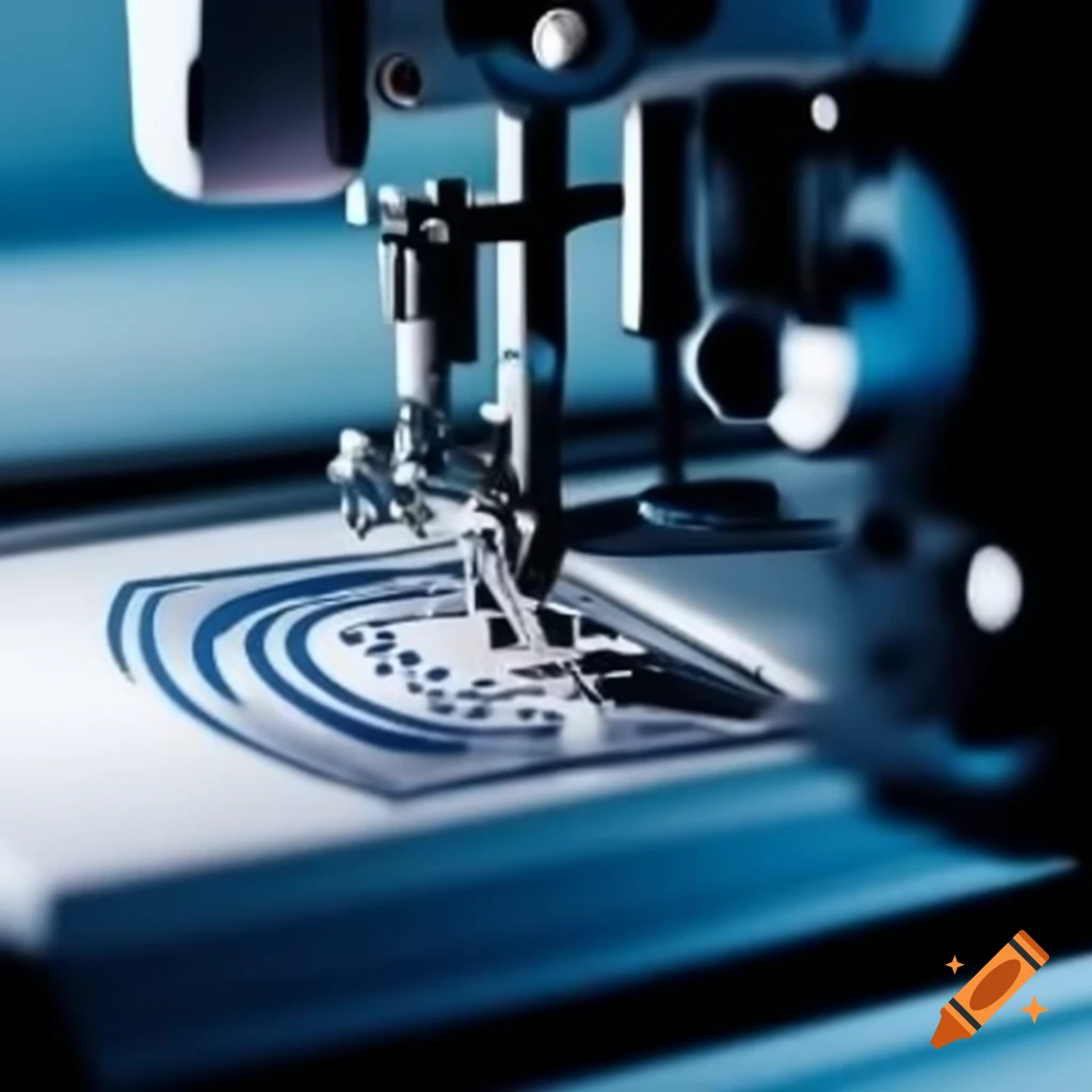 Logo design for Dr. Wheel sewing machine with industrial thread and needle background