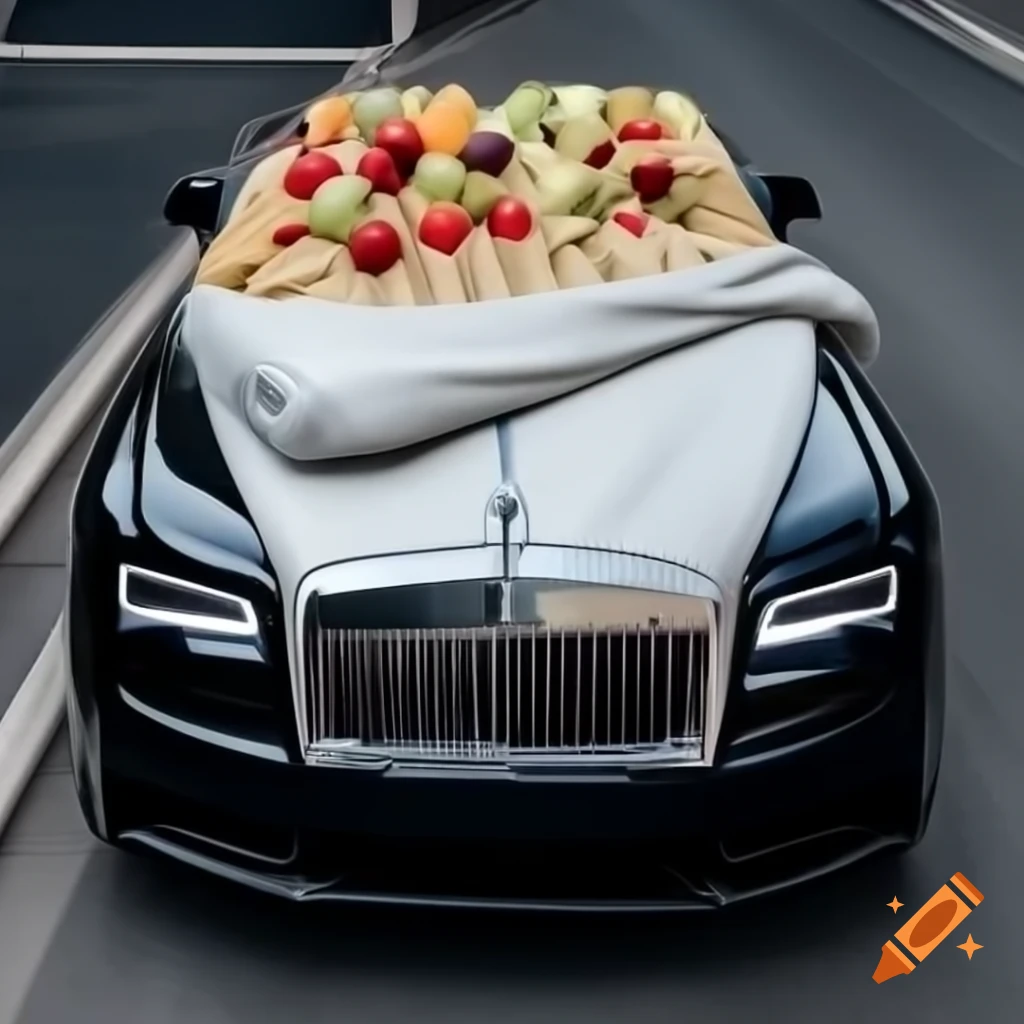 Rolls Royce covered with fruits