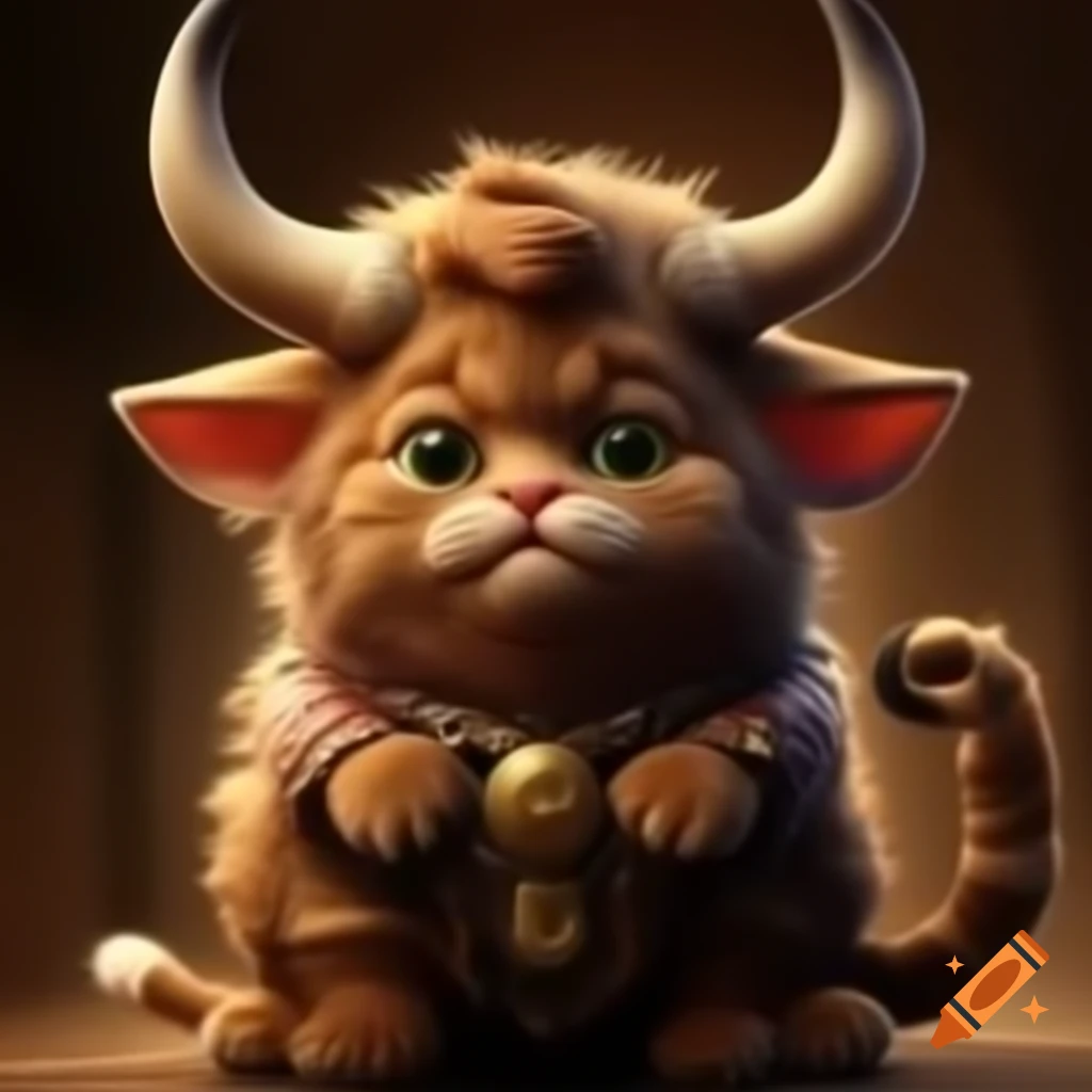 Cute cat version of a Minotaur