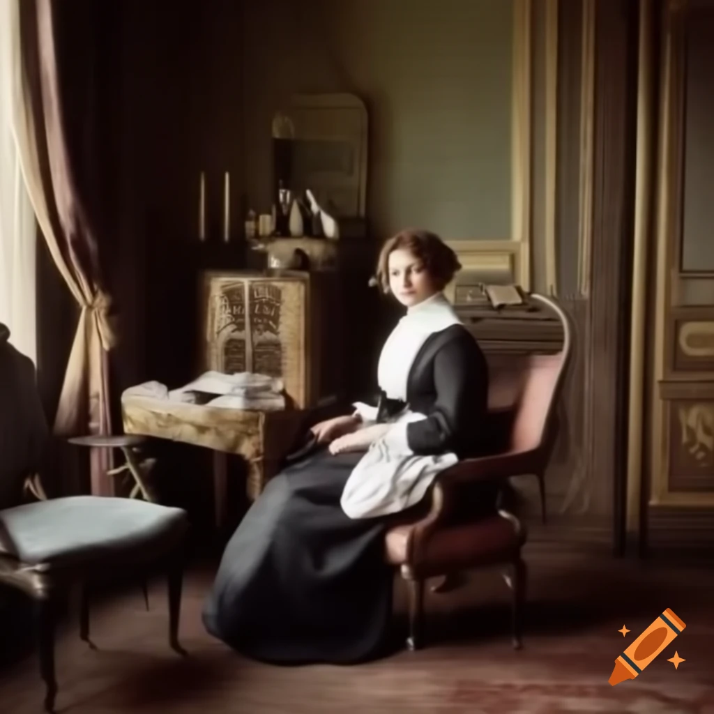 Young woman in designer clothes in luxurious mansion with lavish furnishings