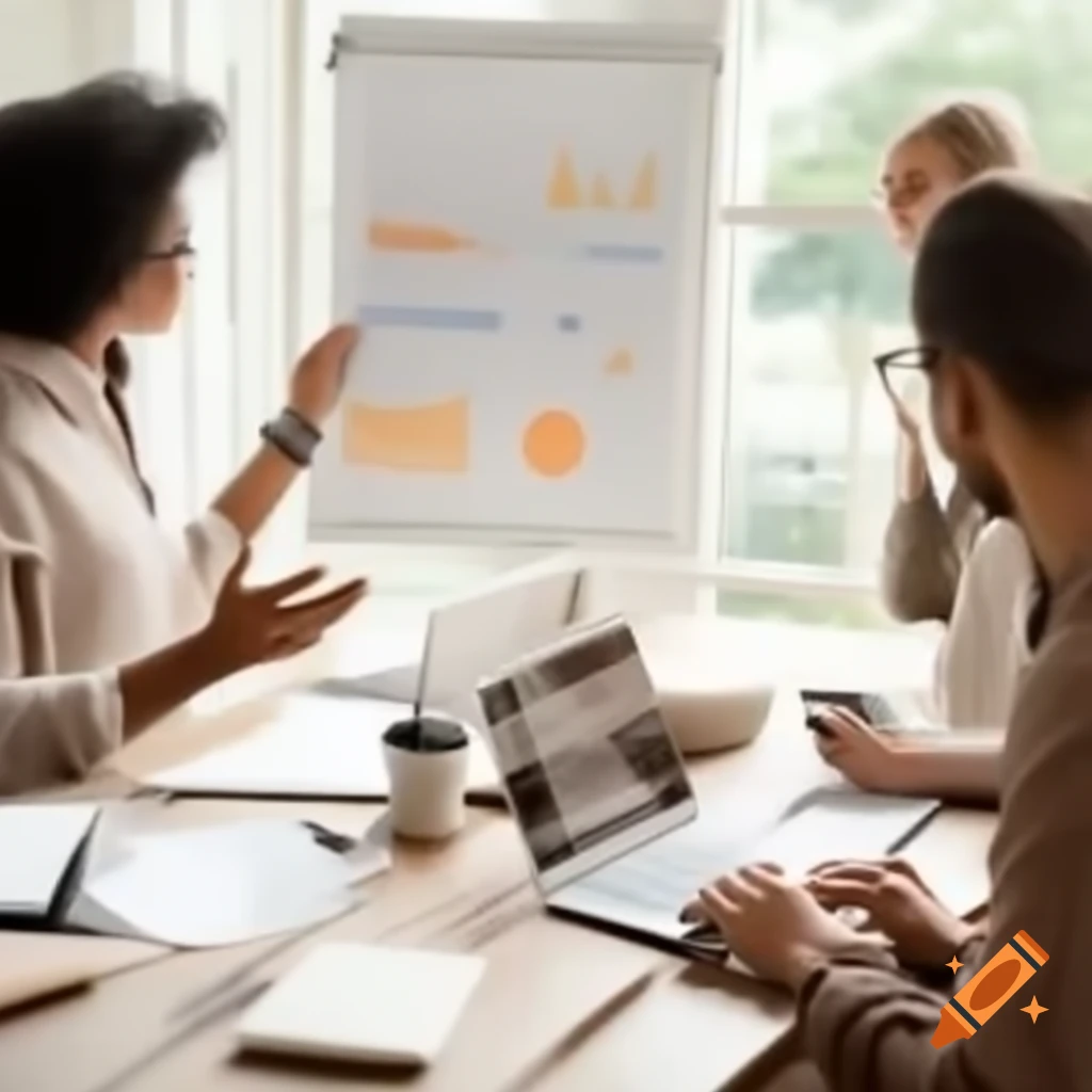 Consulting session with strategy presentation, laptop and whiteboard in teamwork atmosphere