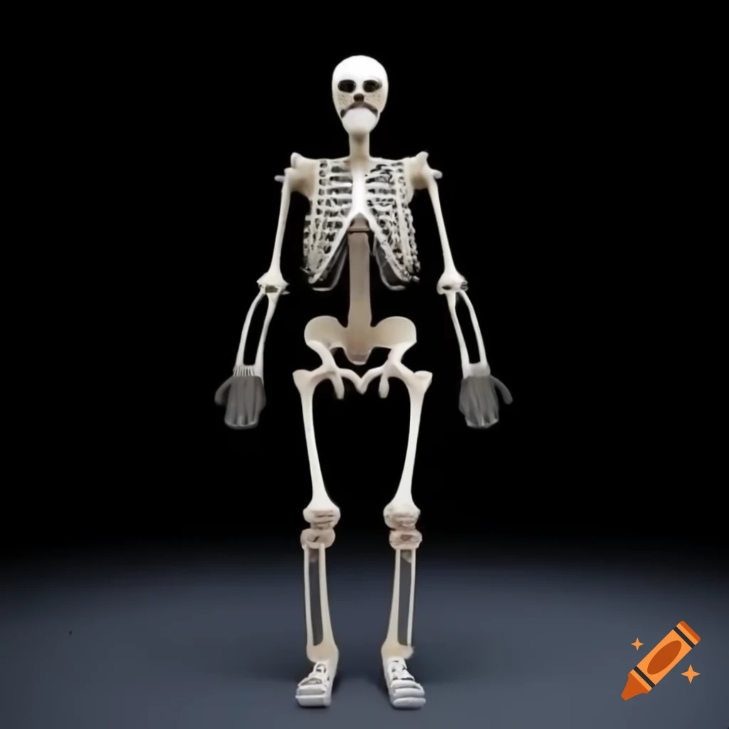 Photorealistic full human skeleton from skull to feet