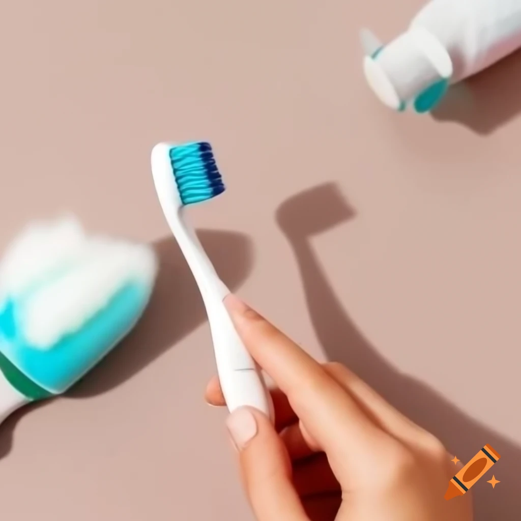 Toothpaste being squeezed onto a toothbrush in an aesthetic arrangement