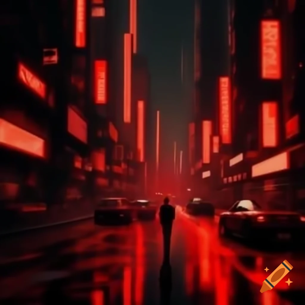 Abstract cityscape in red and black colors