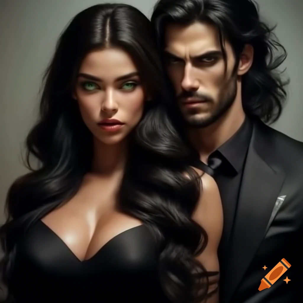Fierce couple with stylish attire and striking features
