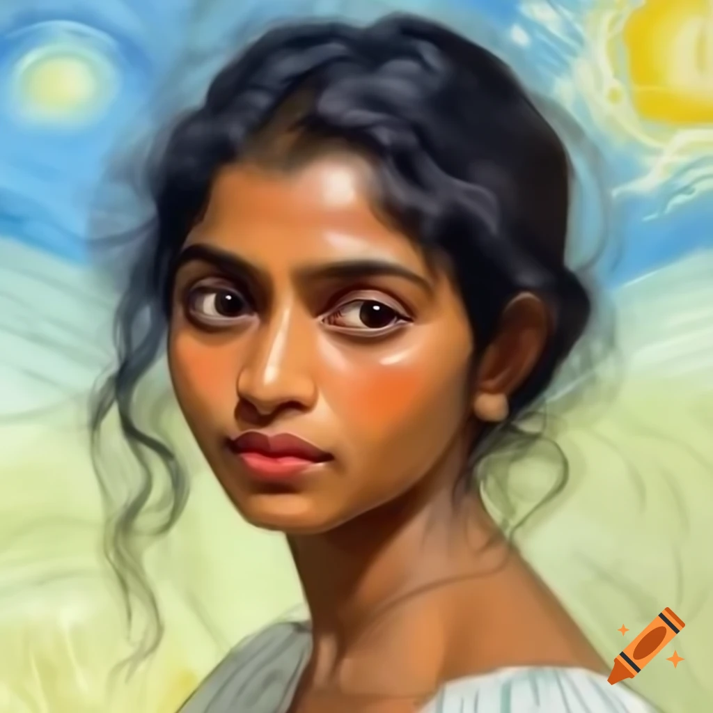 Indian Woman In Vibrant Still Life With Realistic Textures And 