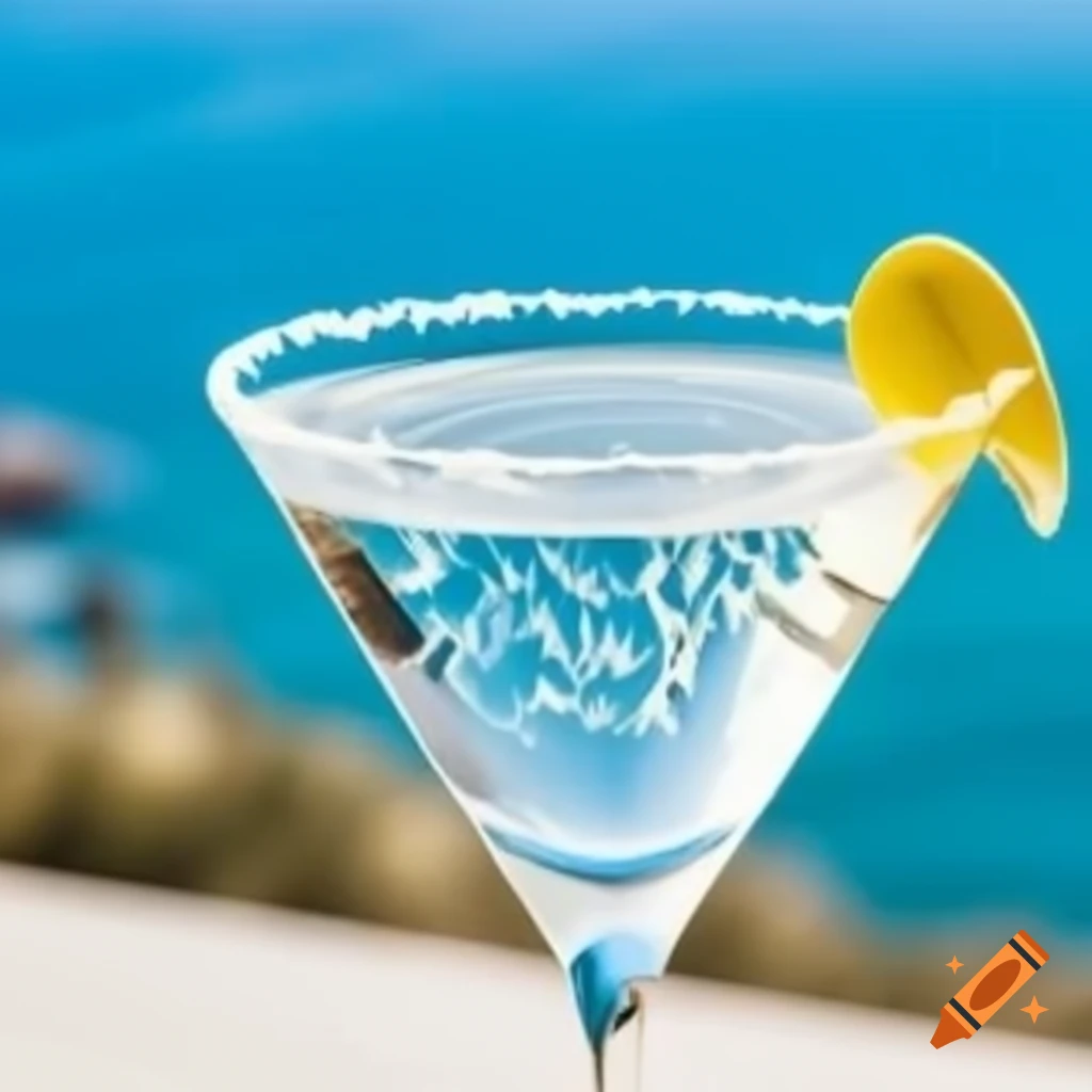 Vodka martini garnished by the sea