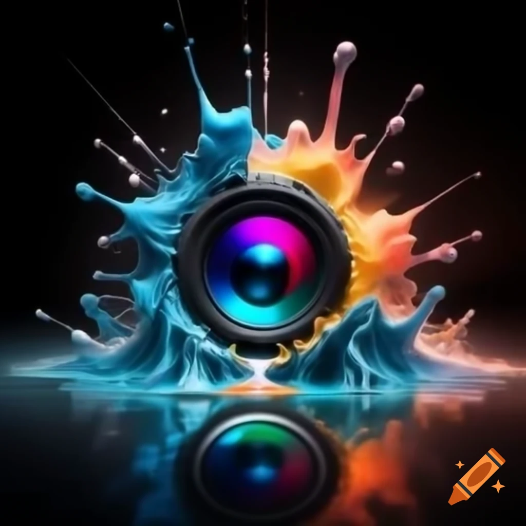Melting subwoofer with colorful explosion and visual sound effects