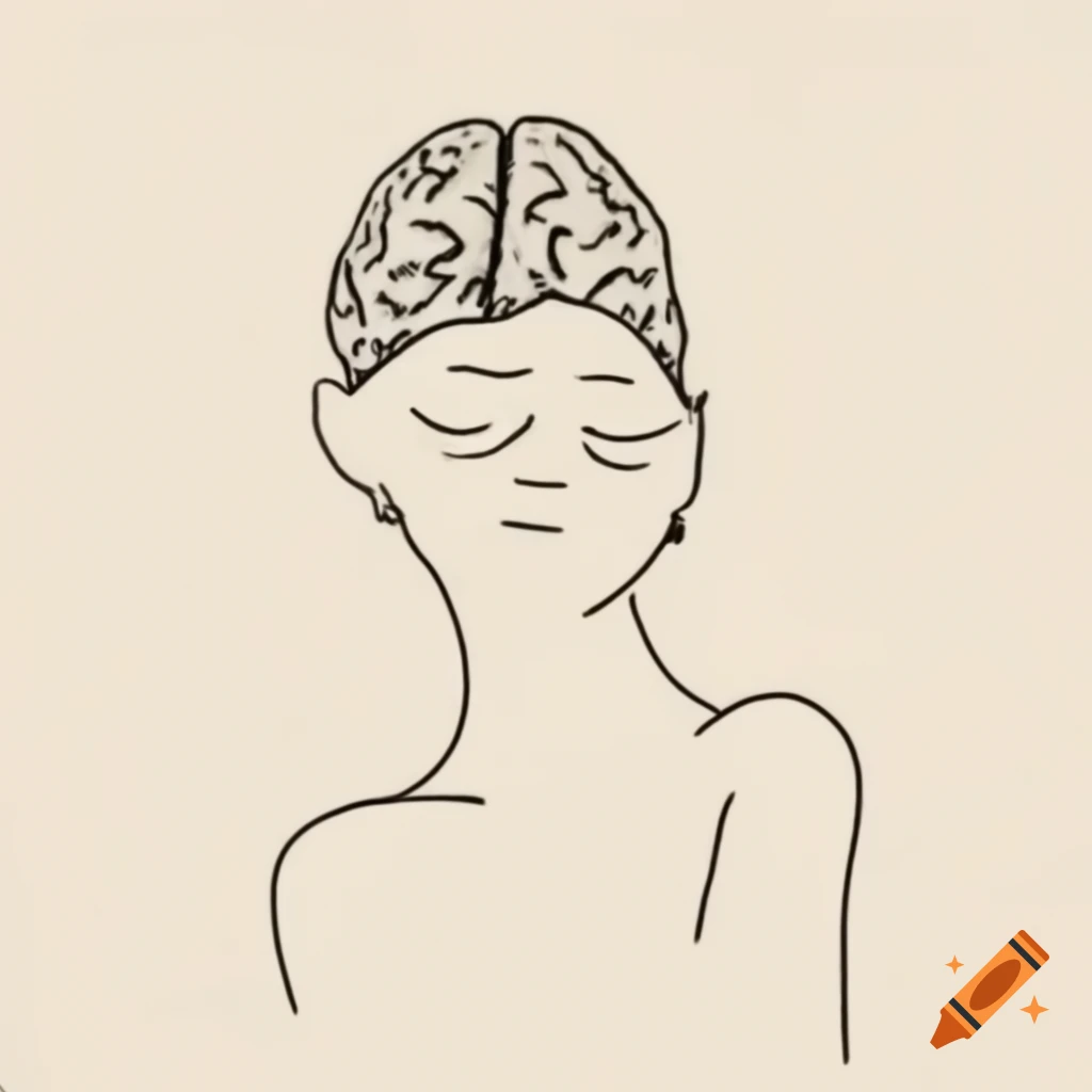 Minimalist sketch of a girl with a simplistic expression