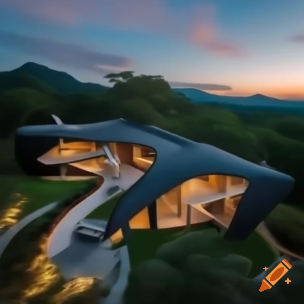 Luxurious house designed like a sleek private jet in tropical forest