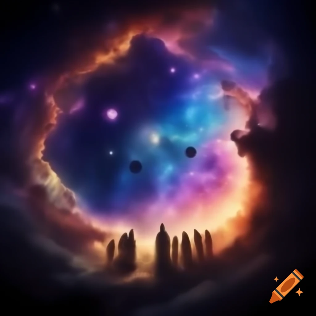 Vibrant painting of nebula and stars on craiyon