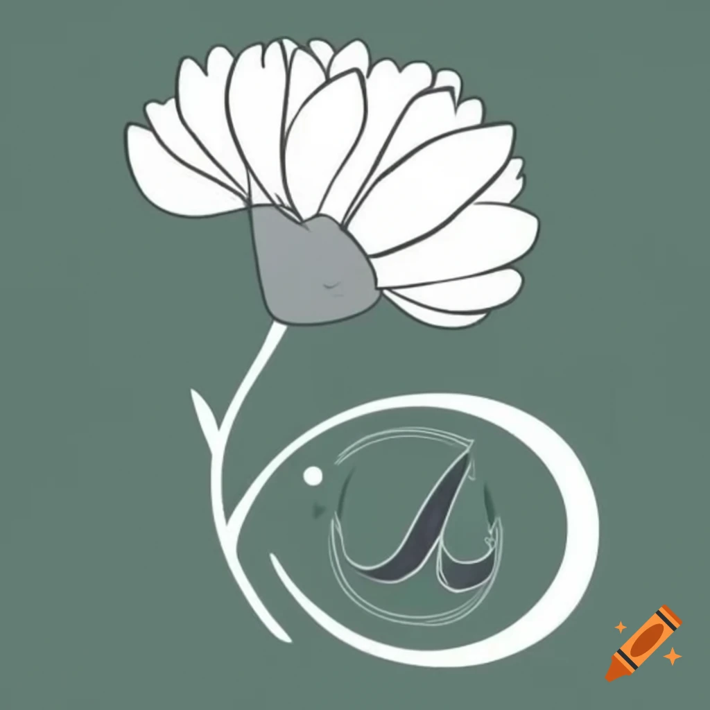 Stylized illustration of curled tajitu flower stem with greyish-white blossom