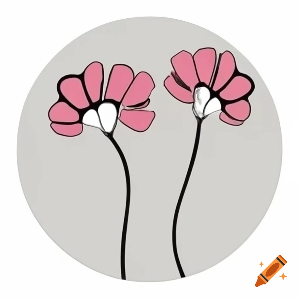 Stylized Primula veris flower illustration with grey petals in circular pattern
