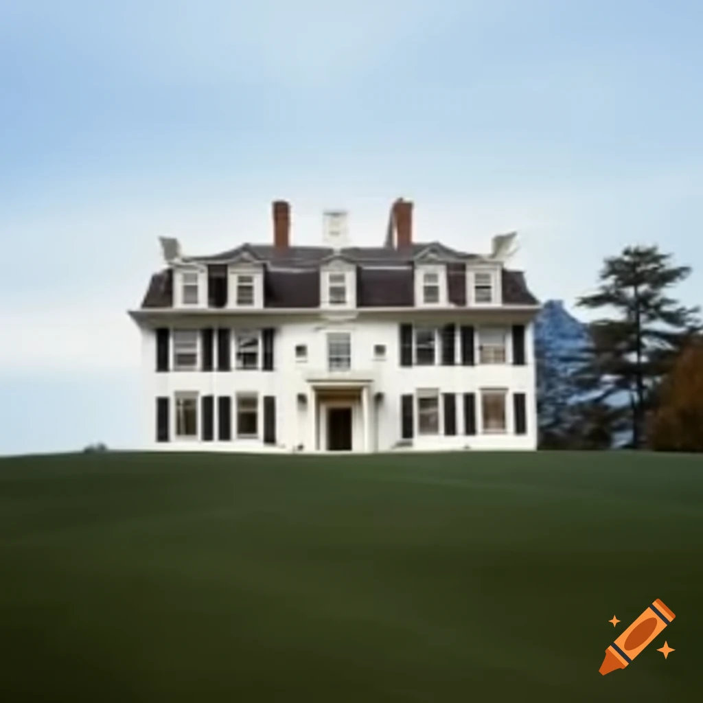 Halloween ambiance in large American mansion on a hill