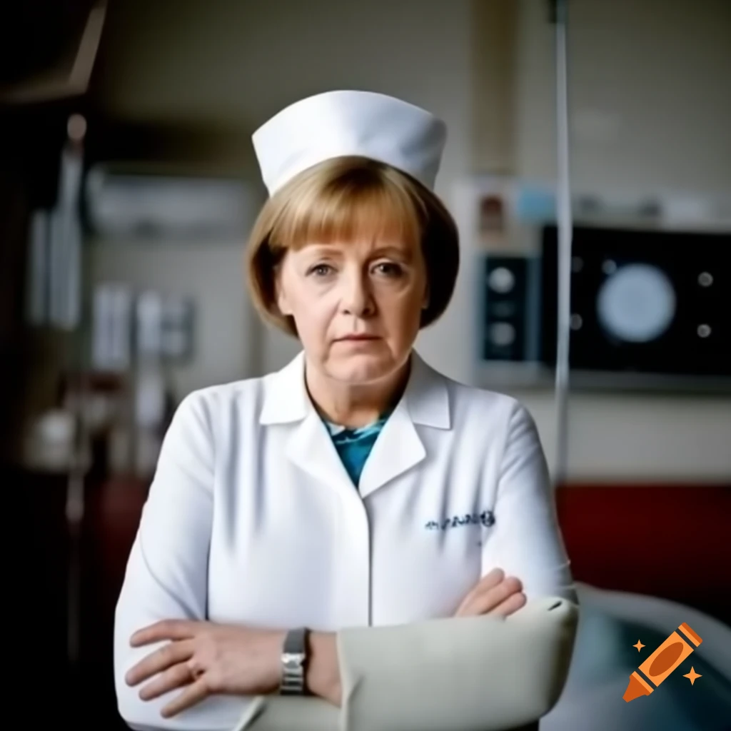 Angela Merkel depicted as a nurse
