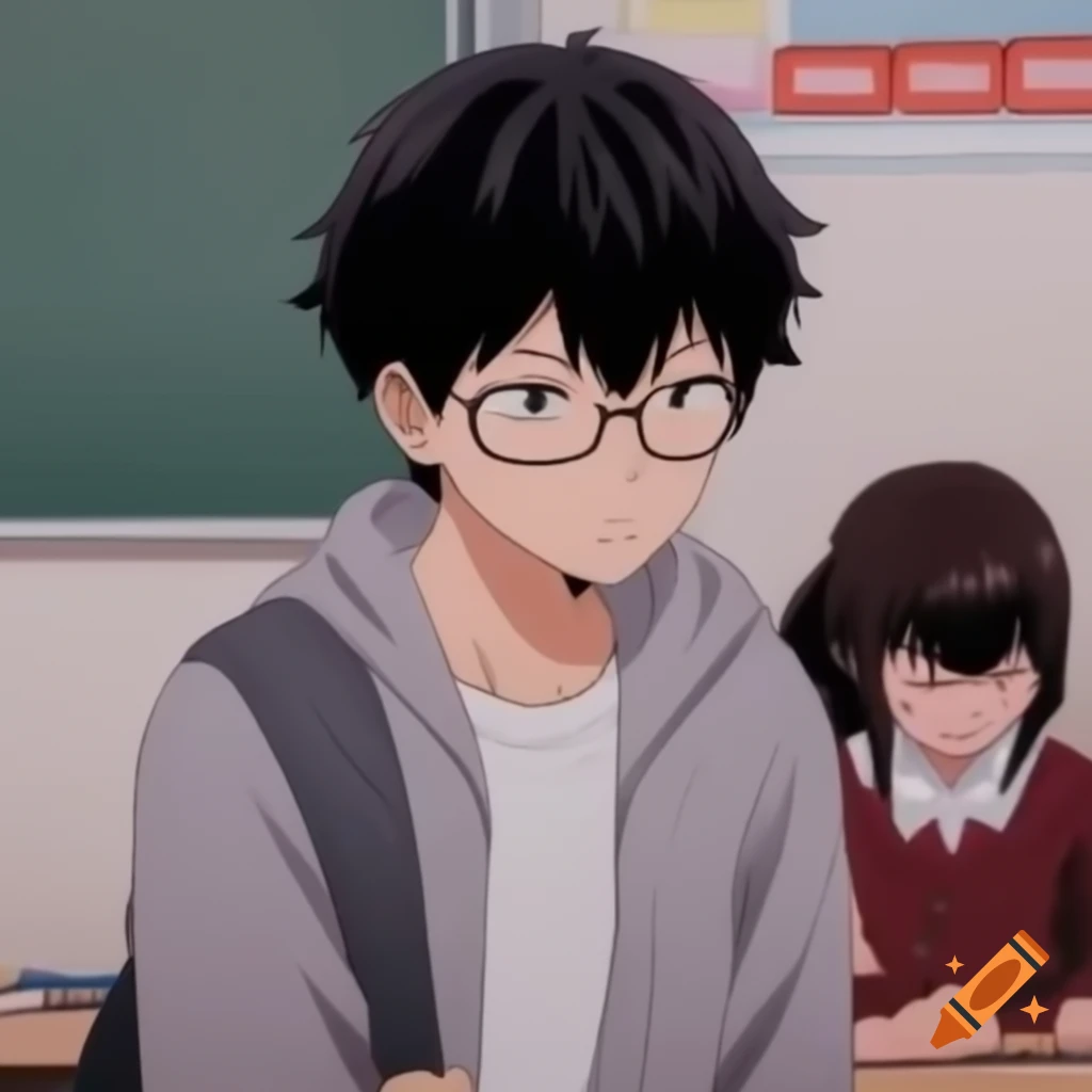 Anime student in a classroom setting