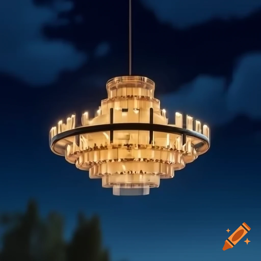 Chandelier illuminated in the night sky