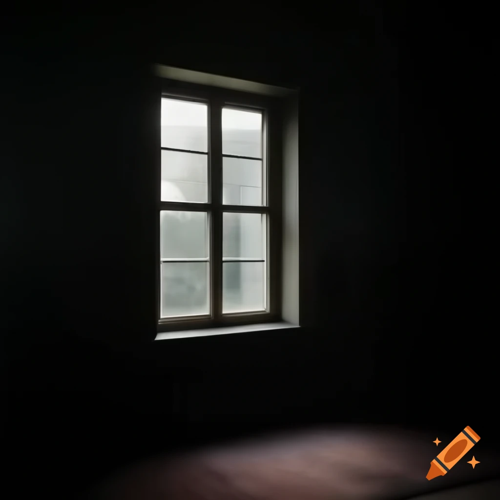 Dark room with window casting shadows