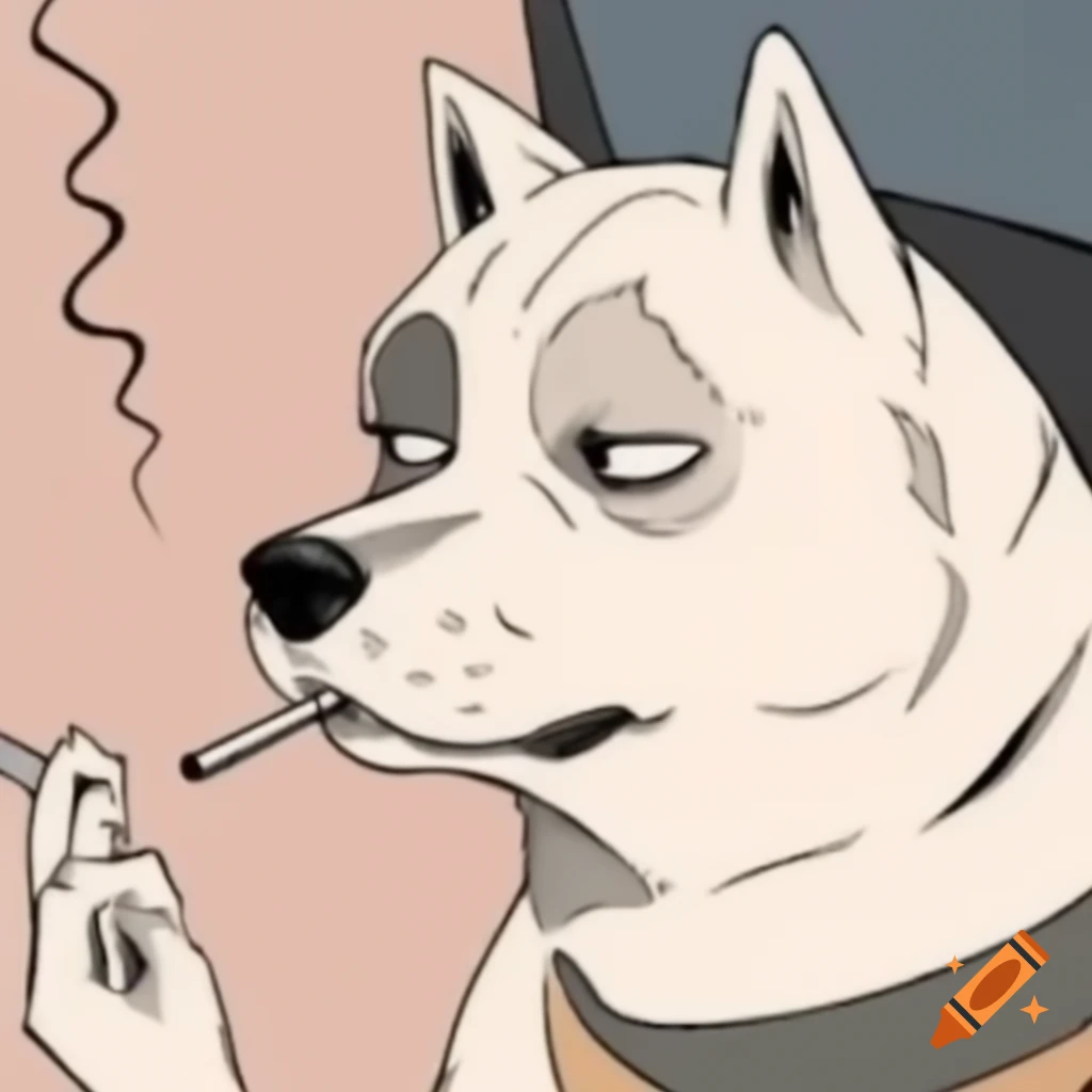 Dog smoking a cigarette