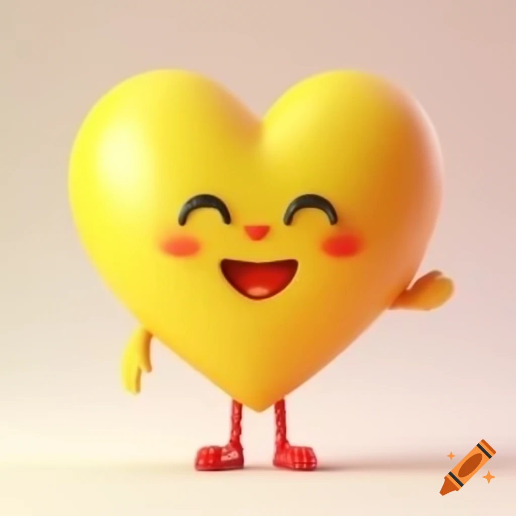 Happy 3D yellow heart illustration