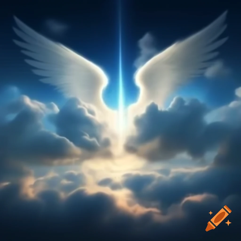 Angelic heavens with white glowing clouds