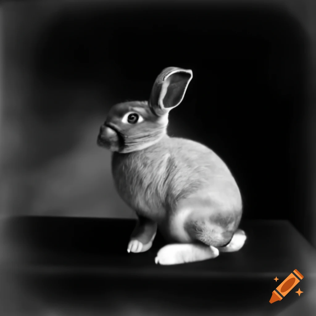 Black-and-white photograph of a rabbit in the 1890s