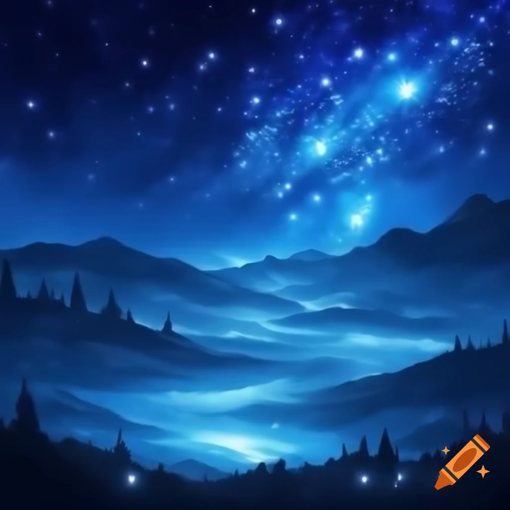 Sparkling magical blue landscape