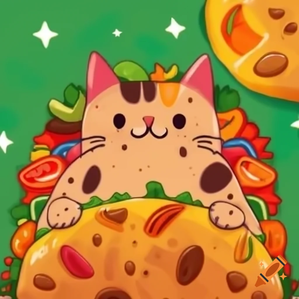 Taco shaped Cat Illustration On Craiyon