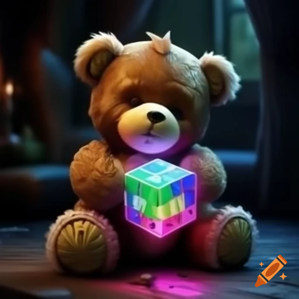 Teddy bear with a magic cube