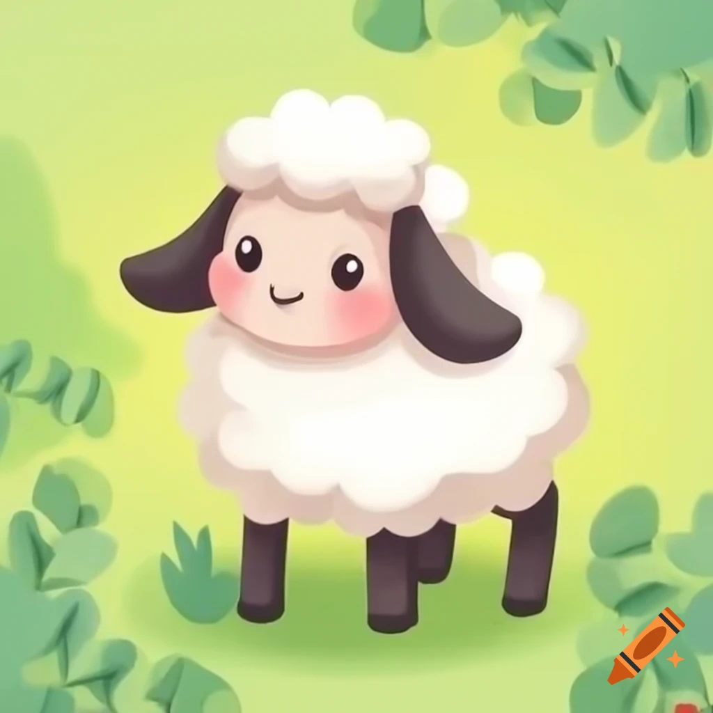 Cute sheep illustrated in flat art style