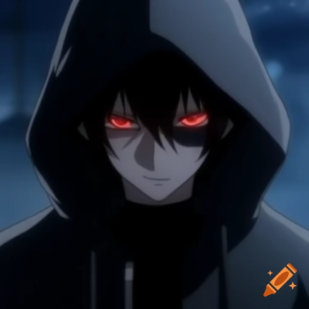 Dark anime character wearing a hood
