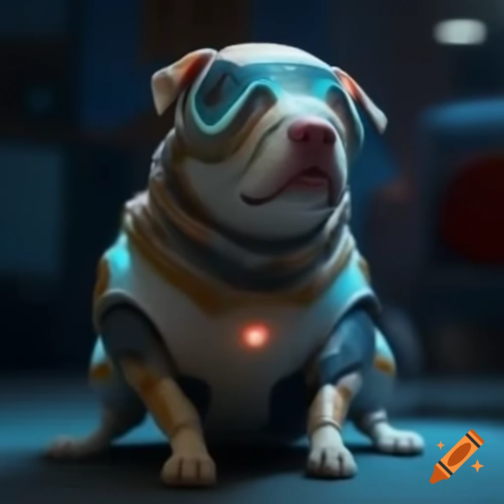 Futuristic design of a dog with advanced features