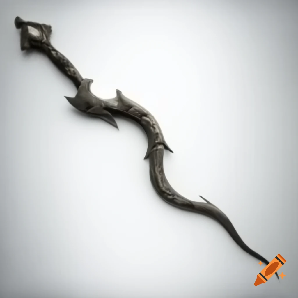 Fantasy wavy twist blade dagger on white background