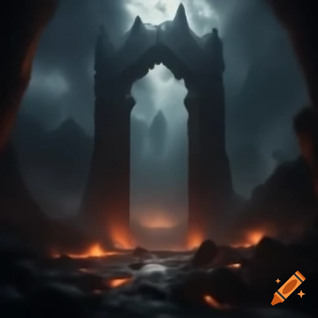 Artistic representation of Hellheim, Nordic realm of souls entrance