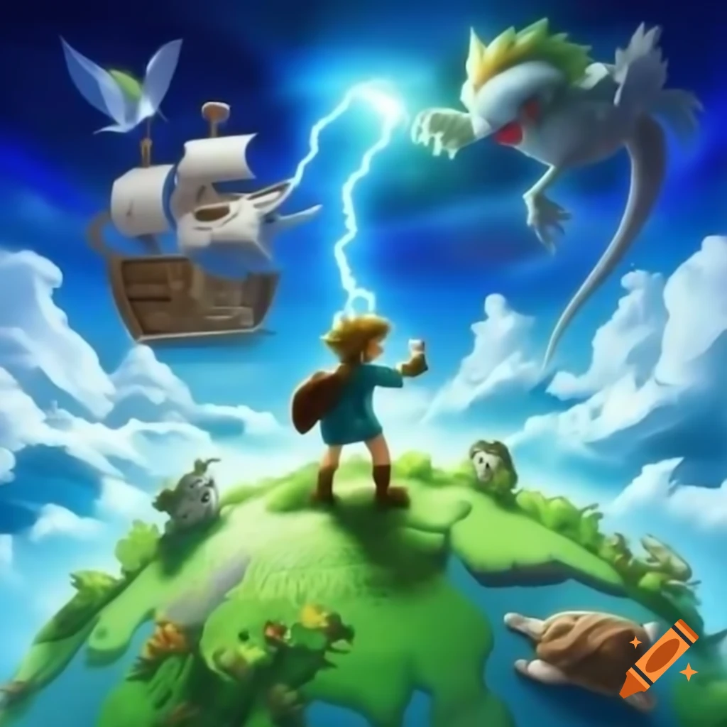 Link standing with pirate ship, representing imaginative adventure and conflict