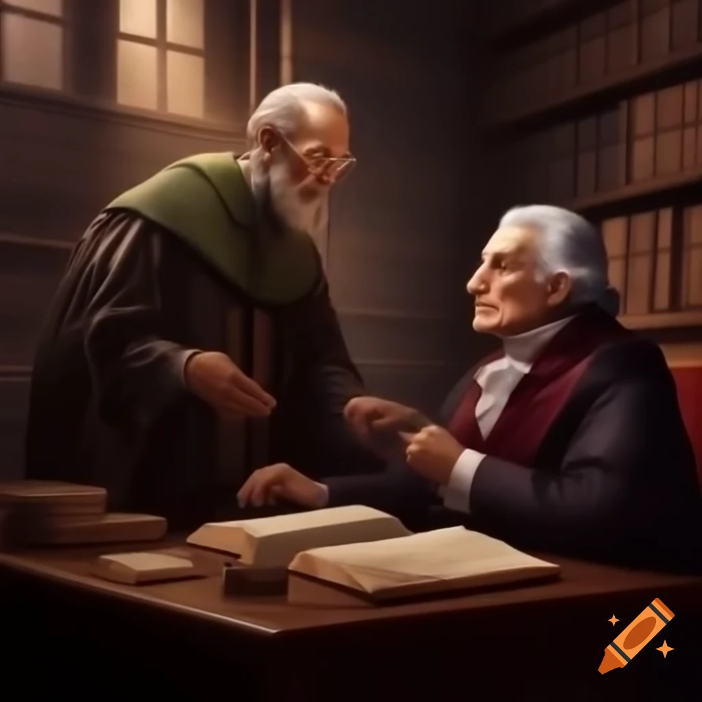 Wealthy man sharing problems with elderly scholar