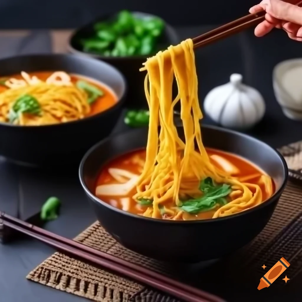 Curry soup noodles served in a bowl