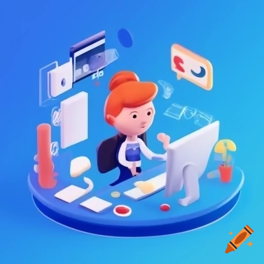 Cartoon of new employee in tech office seeking domain knowledge and answers