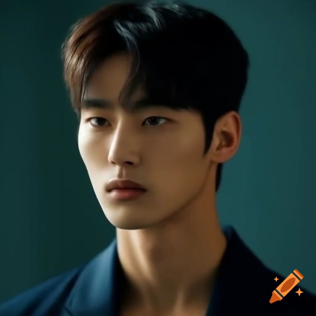 Handsome Korean man with monolid eyes