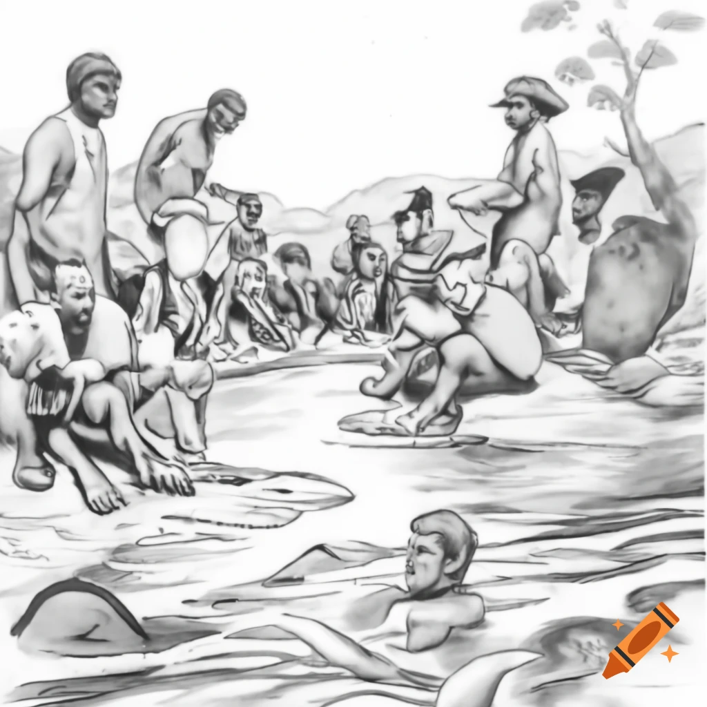 Drawing of river current featuring people from Brazil's basin committee