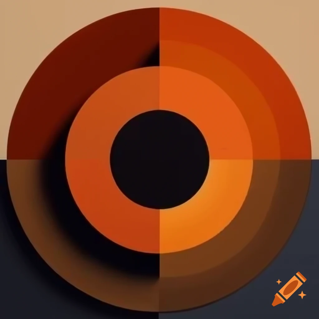 Circular abstract composition inspired by Rothko with deep brick orange gradients